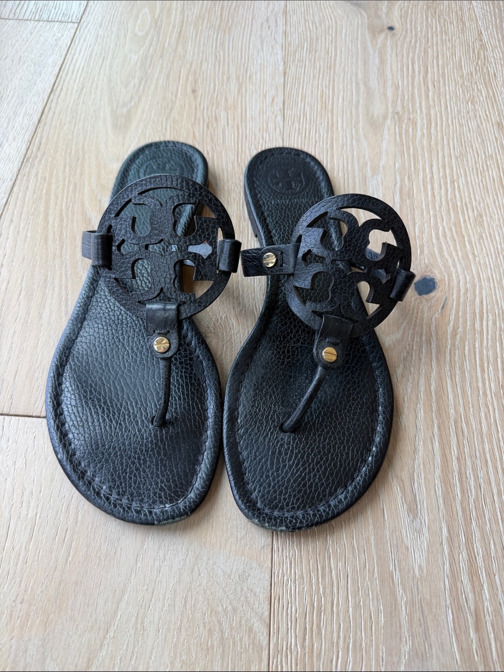 Tory Burch Black Miller Logo Thong Sandals